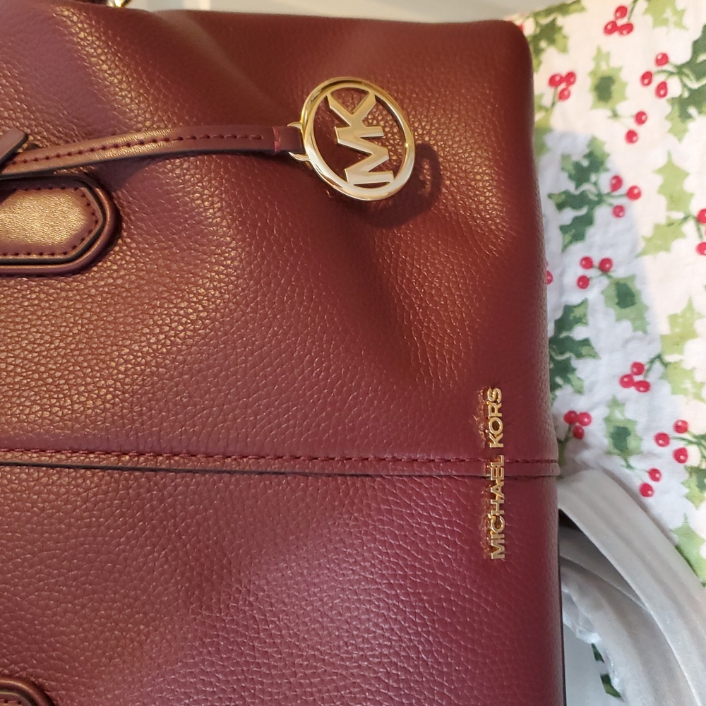 Michael Kors Burgundy Leather Satchel - Picture 2 of 6